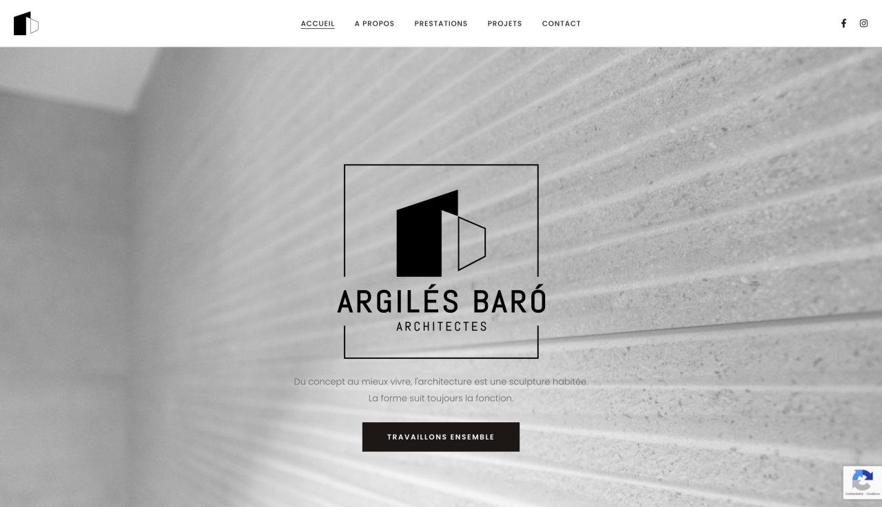 Capture du site du cabinet Argilès Baró Architectes, réalisé avec KINFOLK AGENCY