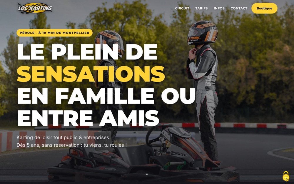 Capture du site lockarting.fr, karting à Pérols, réalisé par Sabine Caizergues
