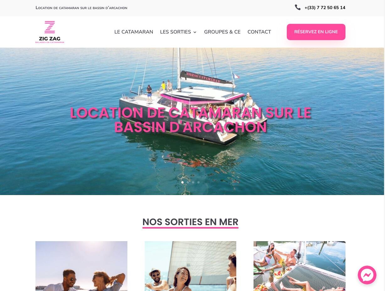 Capture du site ZigZag Catamaran, location de catamarans